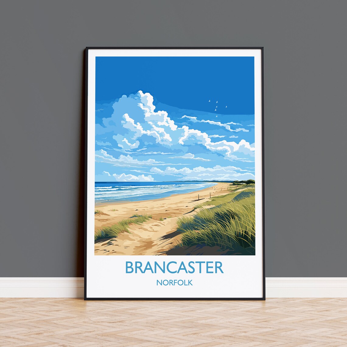 Brancaster Beach Travel Poster, Norfolk England