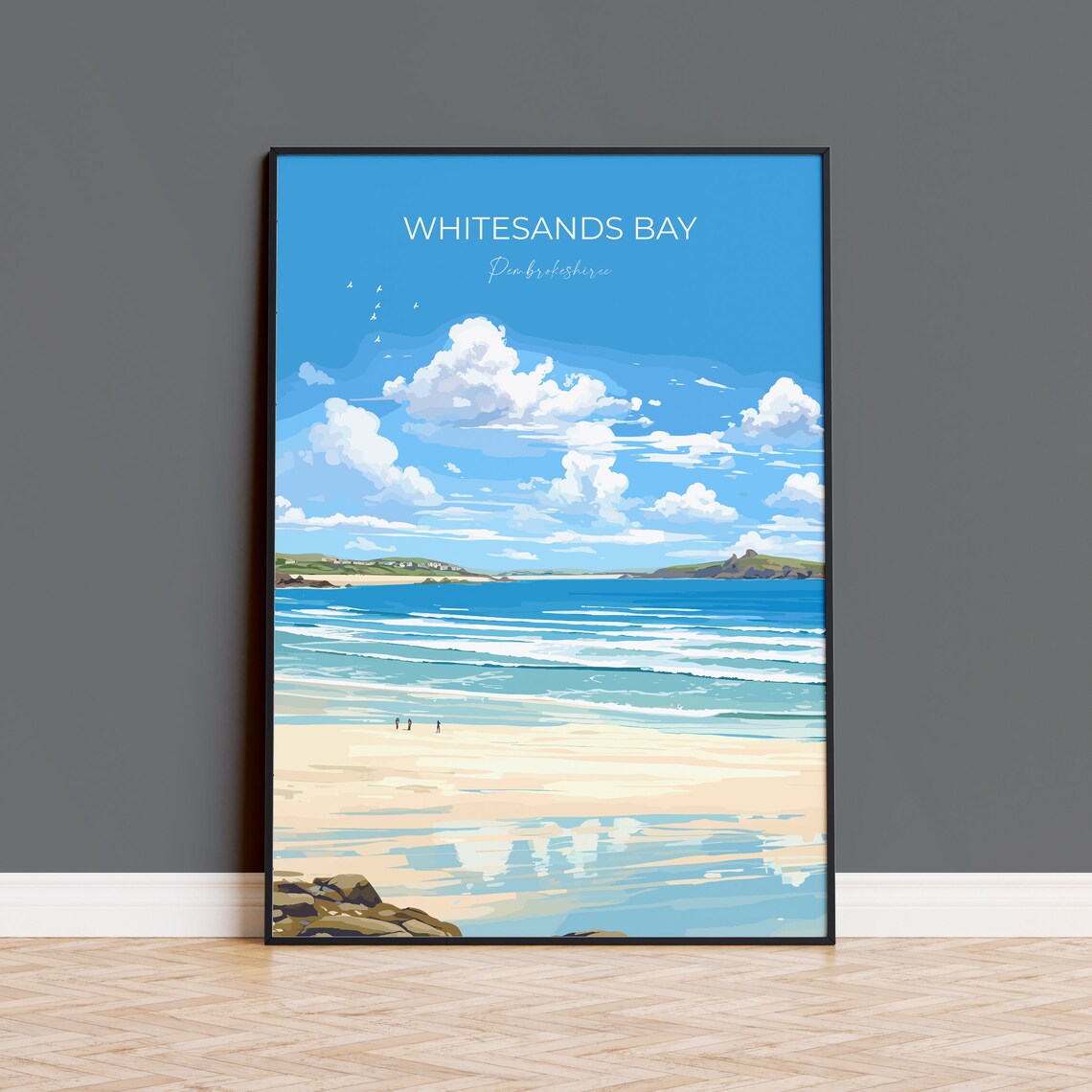 Whitesands Bay Travel Poster, Pembrokeshire Art Print