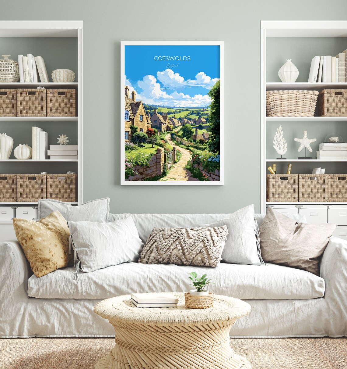 Cotswolds England Honey Stone Cottages Village Lane Travel Poster Gift - Image 3
