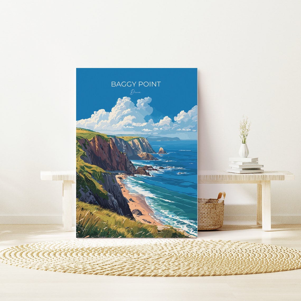 Baggy Point Devon Rugged Sea Cliffs Sandy Cove Coastal Travel Poster - Image 2
