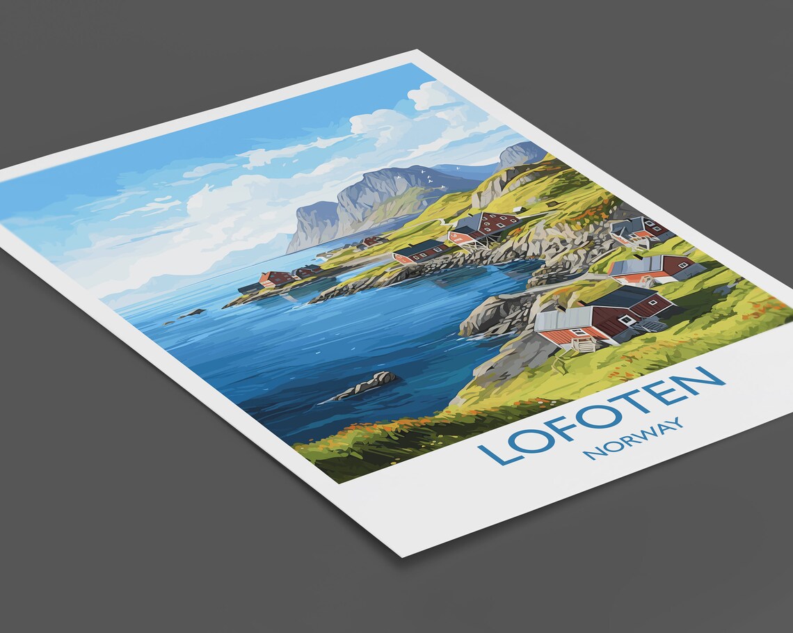 Lofoten Red Fishing Cabins Norway Arctic Mountain Coast Poster - Image 2