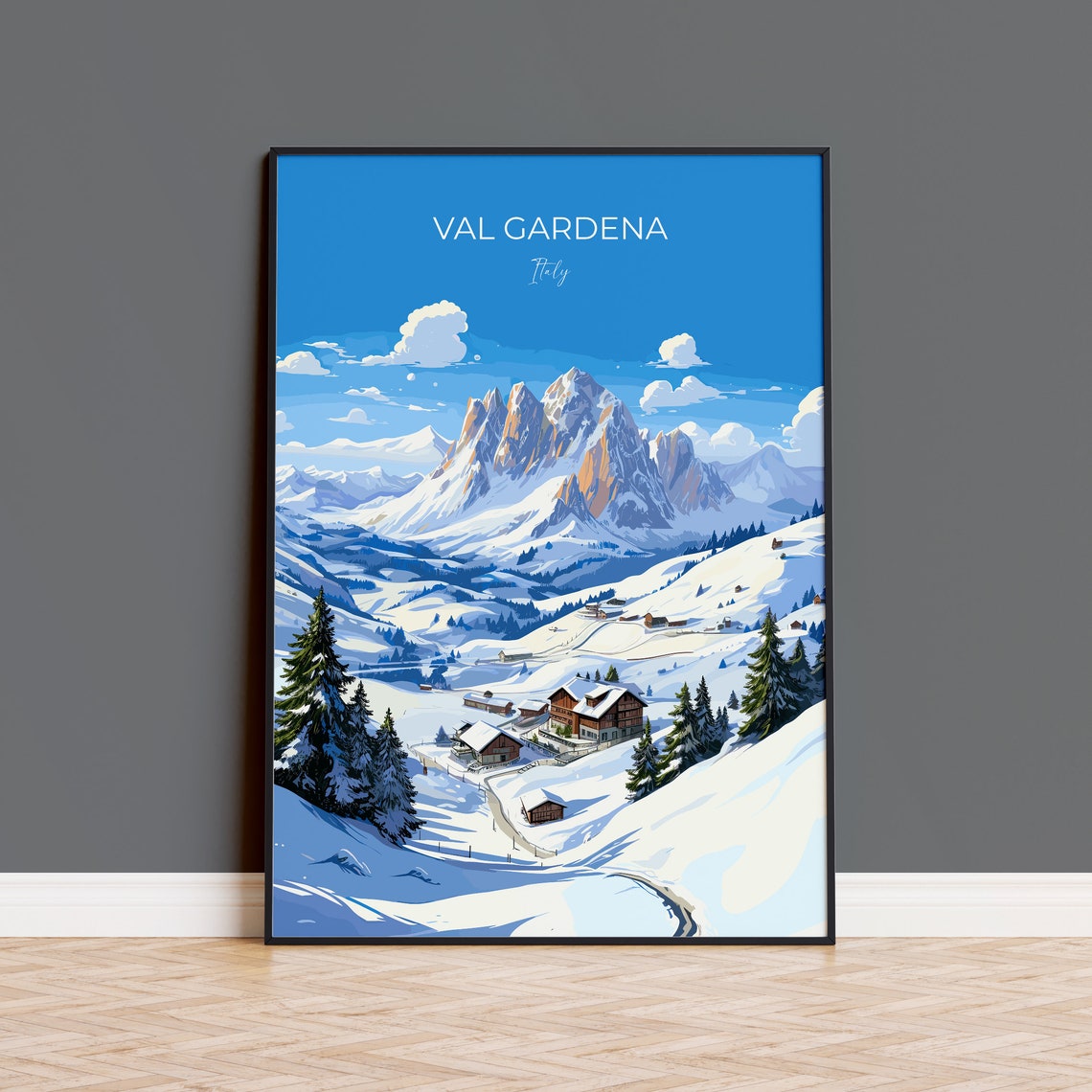 Val Gardena Wall Art Travel Print Travel Poster Of Val Gardena Ski Poster Art Gift Italy Dolomites Ski Art Travel Lovers Gift