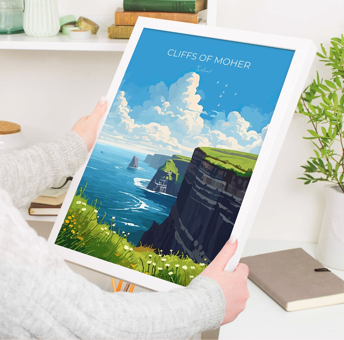 Cliffs of Moher Ireland Sea Cliffs Wildflowers Coastline Travel Poster - Image 5