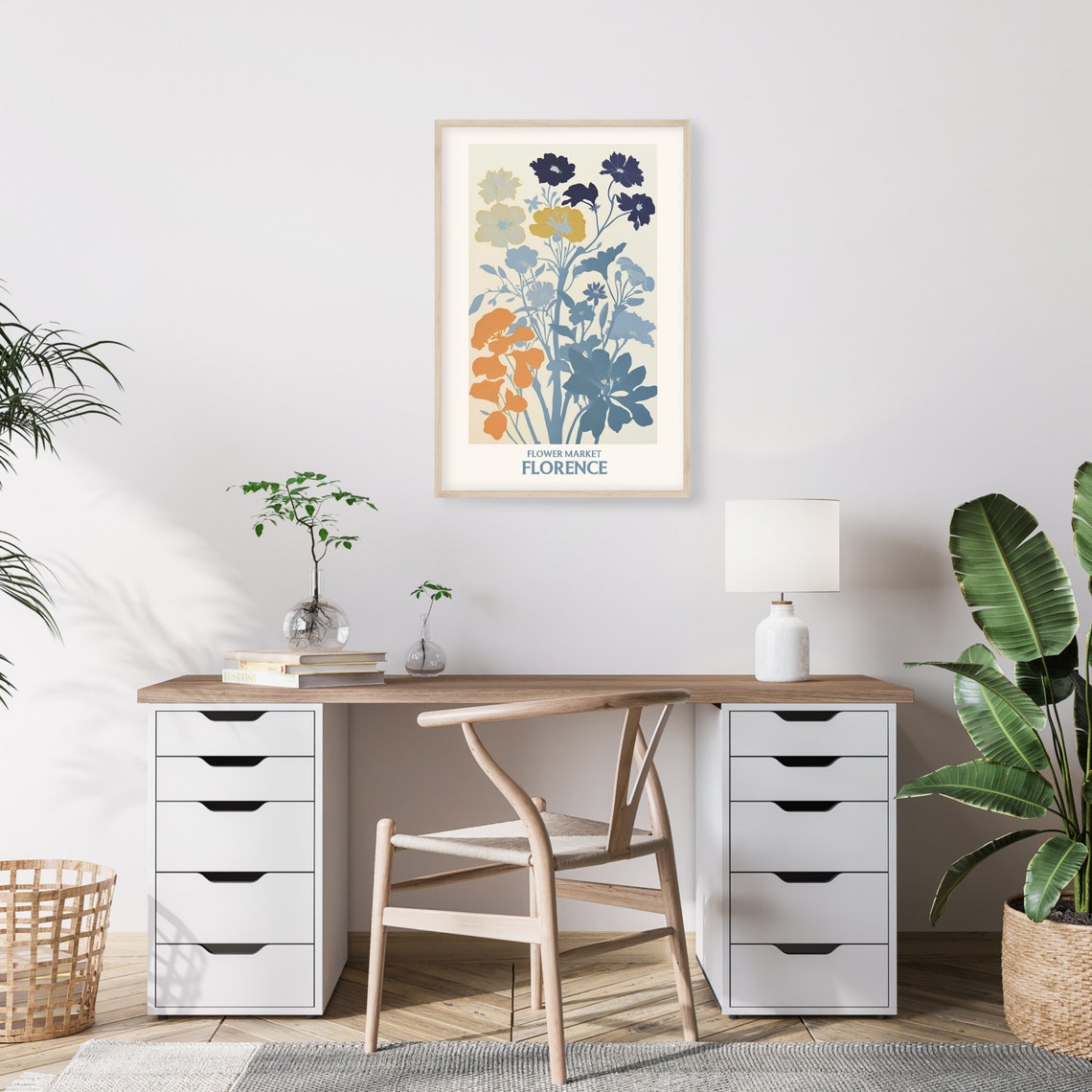Florence Flower Market Blue Orange Wildflower Botanical Poster - Image 2