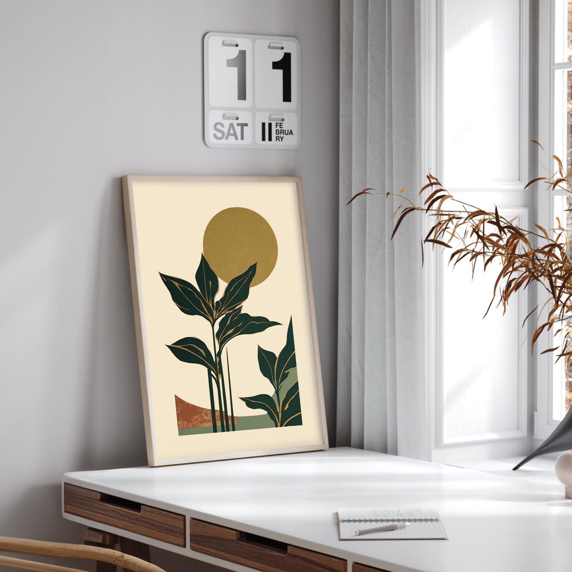 Abstract Botanical Leaves Gold Sun Modern Decor Charming Poster - Image 2