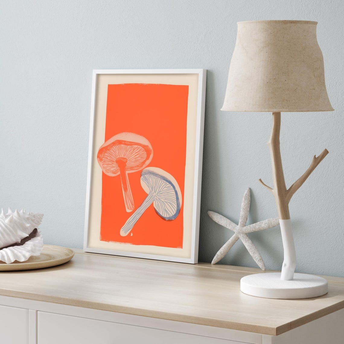 Orange Mushroom Pair Botanical Retro Illustration Kitchen Poster - Image 3