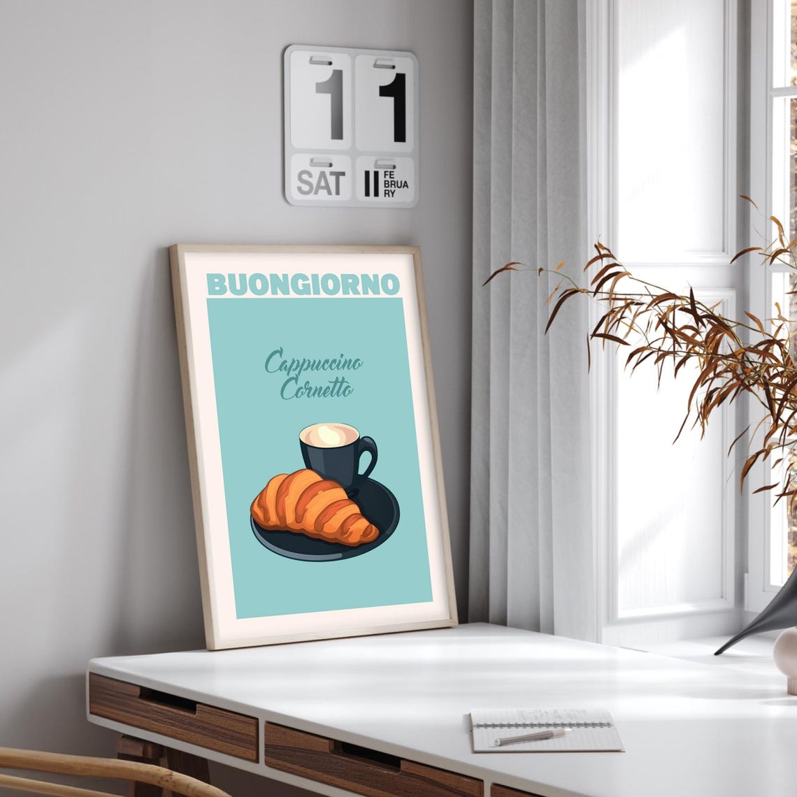 Buongiorno Cappuccino Cornetto Italian Breakfast Kitchen Poster - Image 2