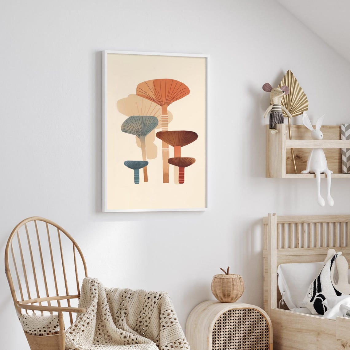 Warm Terracotta Abstract Mushroom Botanical Minimalist Poster - Image 3