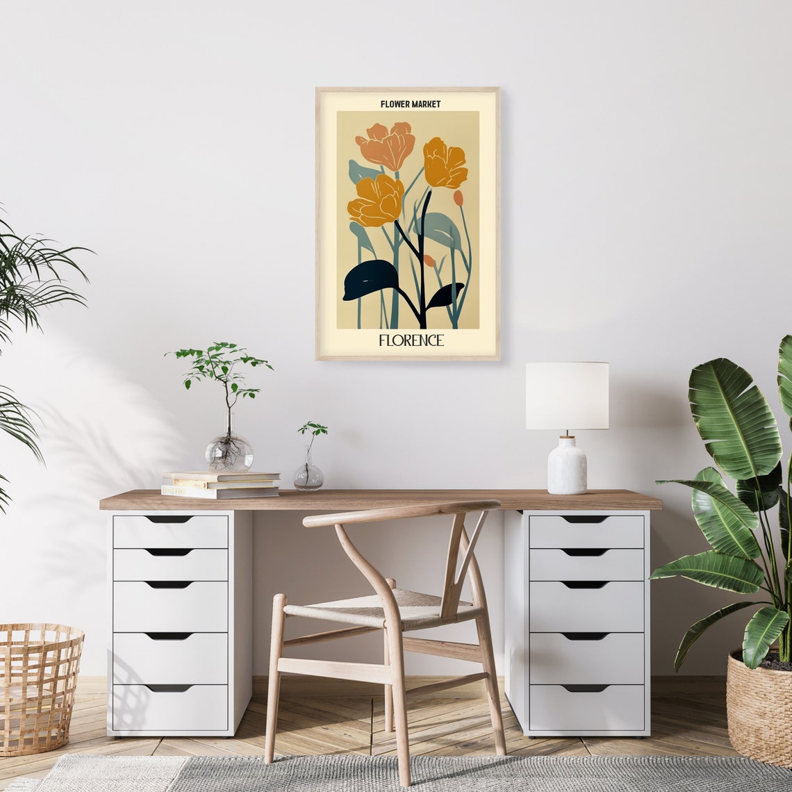 Flower Market Florence Orange Bloom Vintage Botanical Poster - Image 2