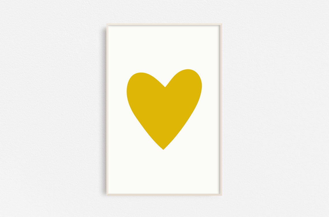 Mustard Yellow Heart Minimalist Modern Abstract Love Art Poster