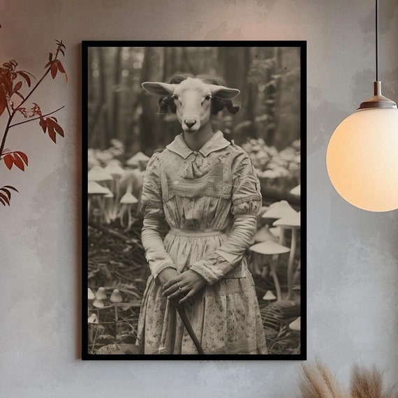 Vintage Sheep Cult Of The Forest Photography Art Print Dark Academia Gothic Occult Poster Sheep Posters For Home Decor Creepy And Weird