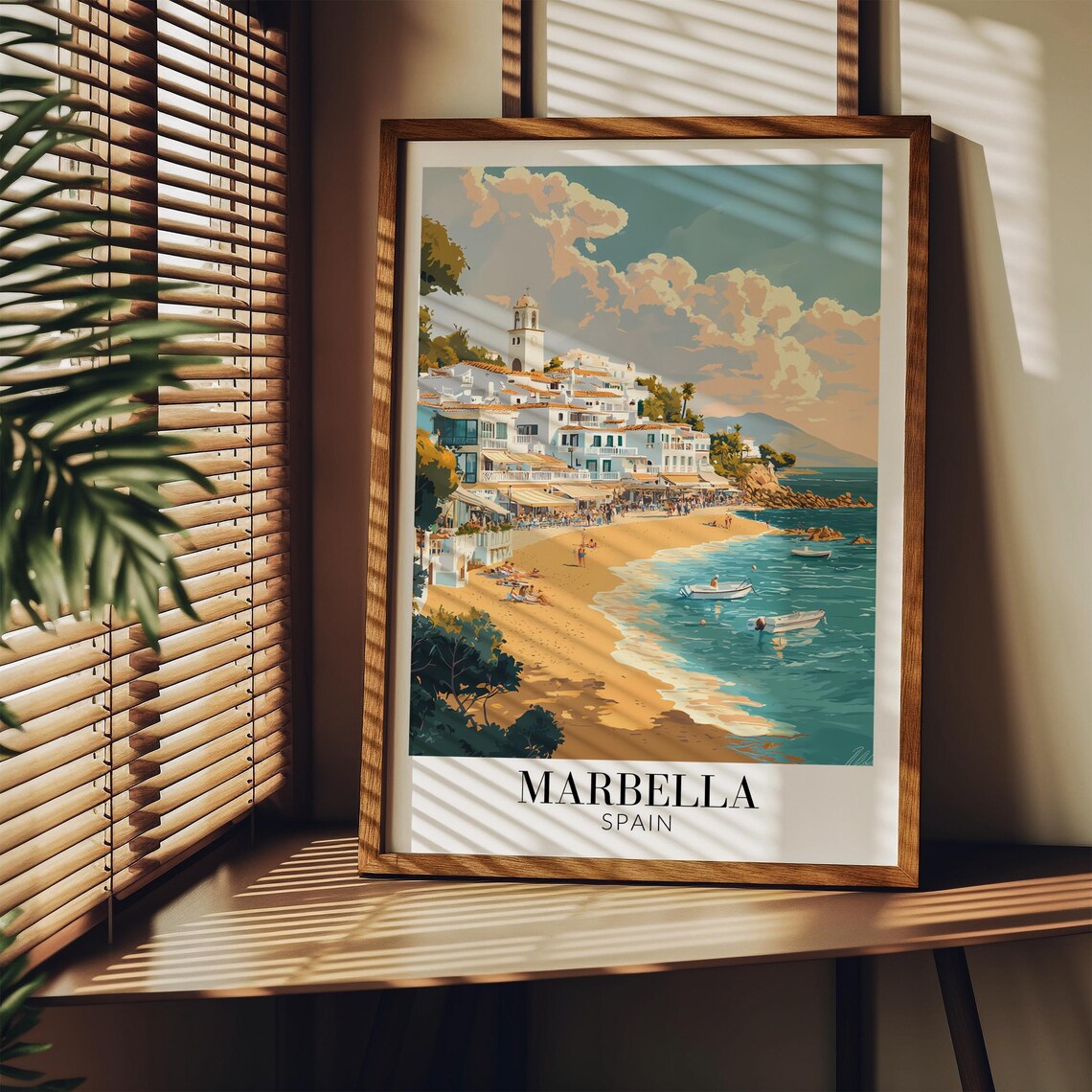 Marbella Spain Old Town Beach Warm Golden Shore Travel Poster - Image 3