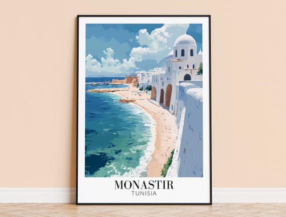 Monastir Print Tunisia Wall Art Poster North Africa Travel Home Decor Wedding Housewarming Gift Framed Or Unframed Personalised