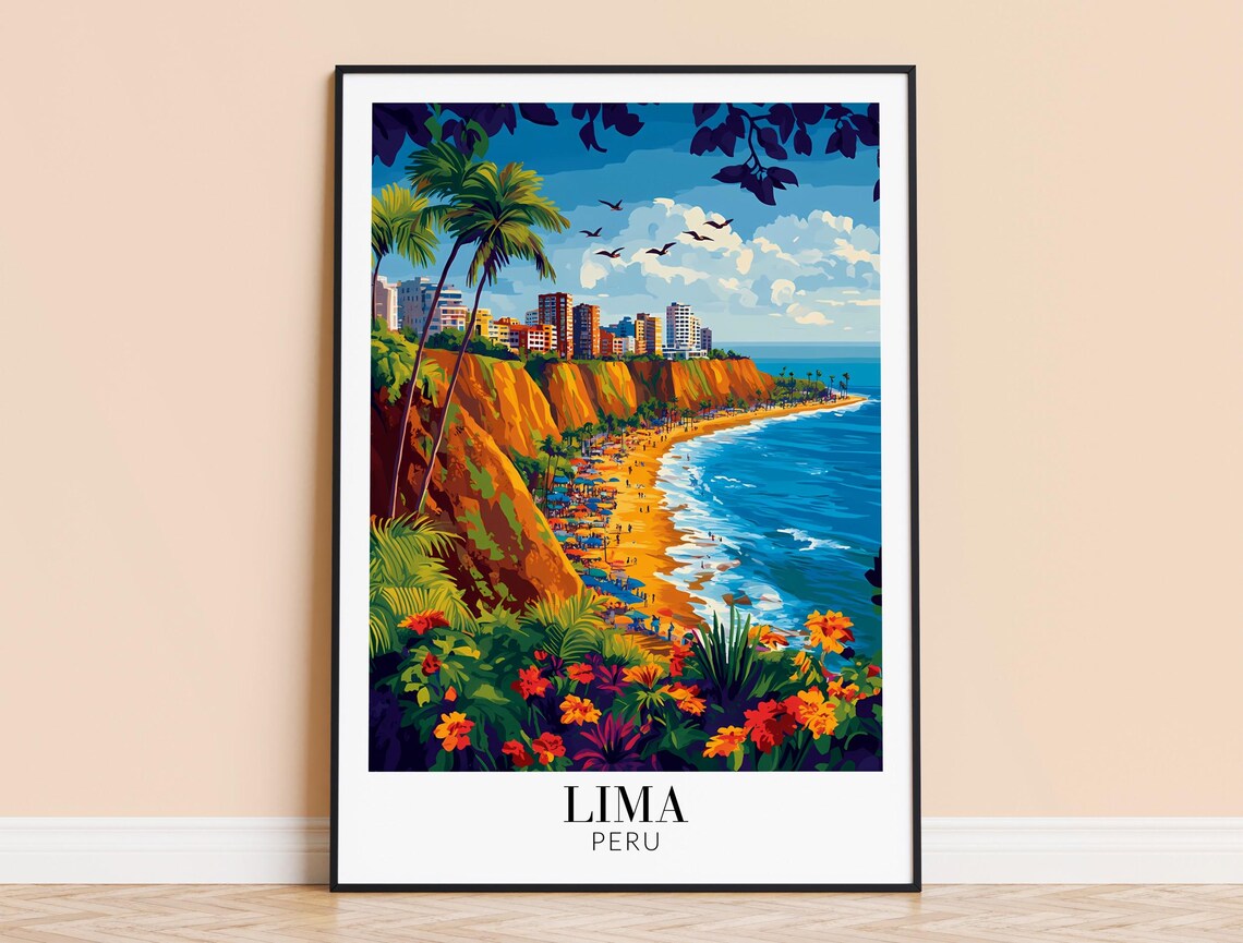 Lima Travel Poster, South America Wall Art