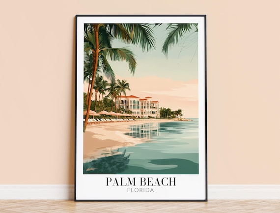 Palm Beach Florida Retro Beach Resort Palms Vintage Travel Poster