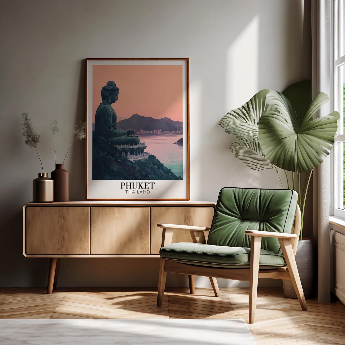 Phuket Big Buddha at Sunset Pink Sky Thailand Serene Travel Poster - Image 2