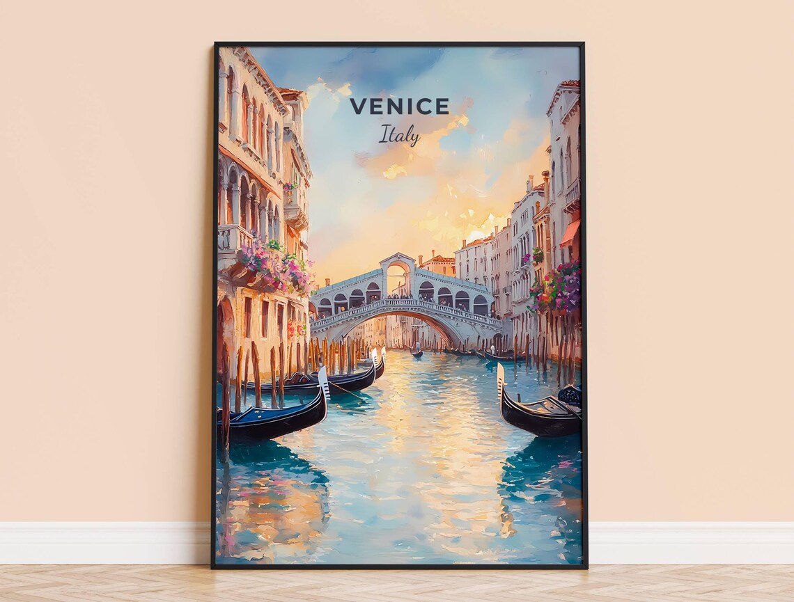 Venice Watercolor Travel Poster, Italy Home Decor