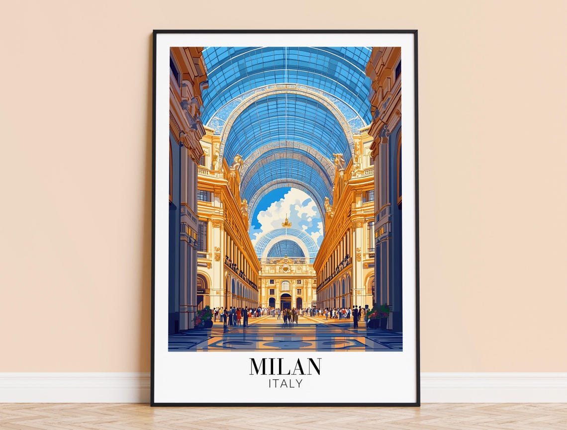 Milan Galleria Vittorio Emanuele II Glass Dome Arcade Poster