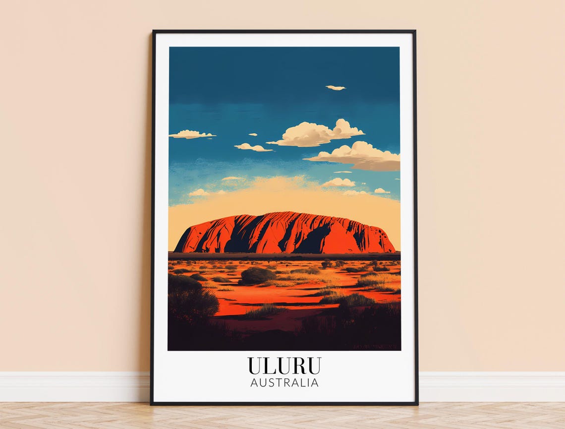 Uluru Australia Red Rock Desert Daytime Outback Travel Poster