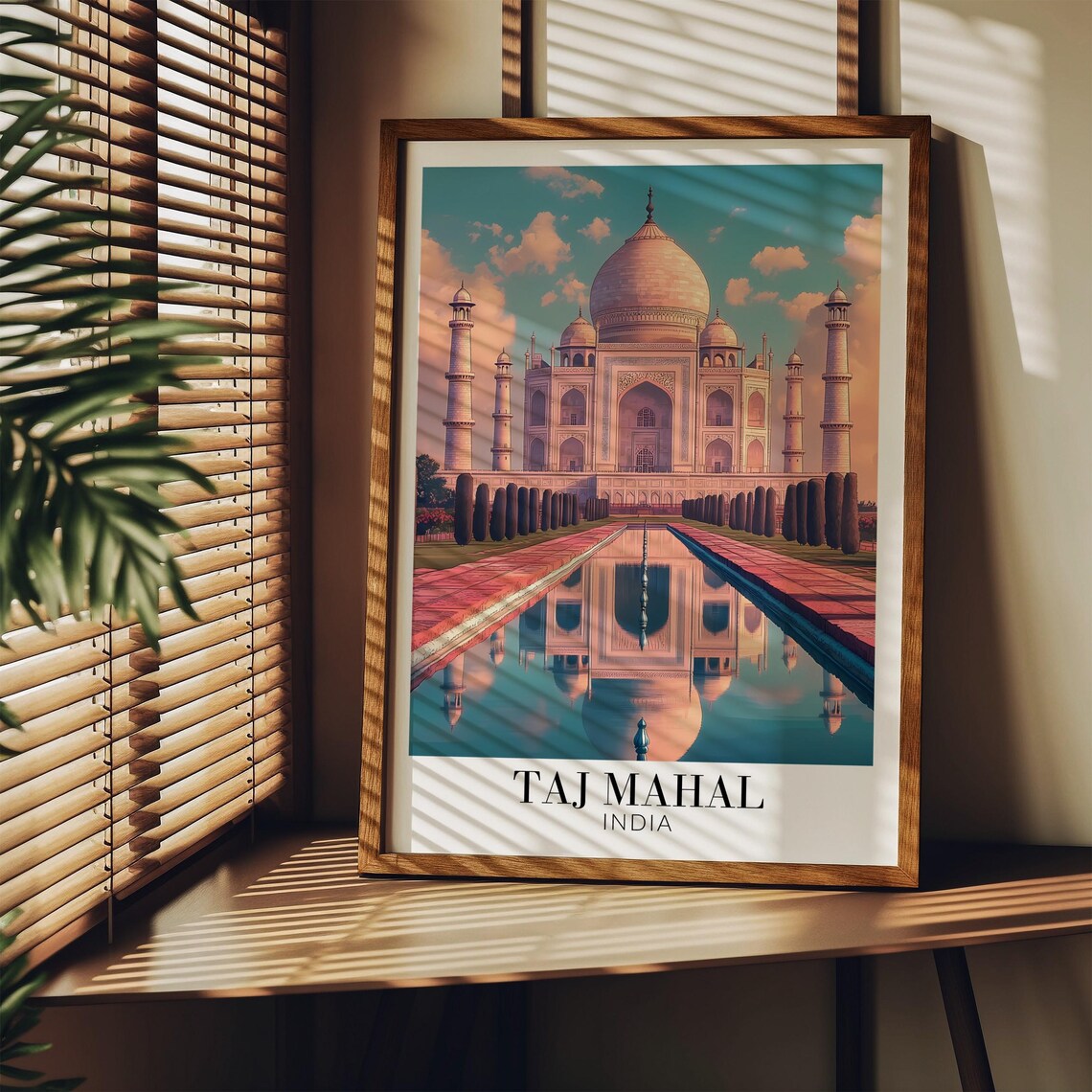 Taj Mahal India Reflection Pool Soft Pink Sky Marble Beauty Poster - Image 3
