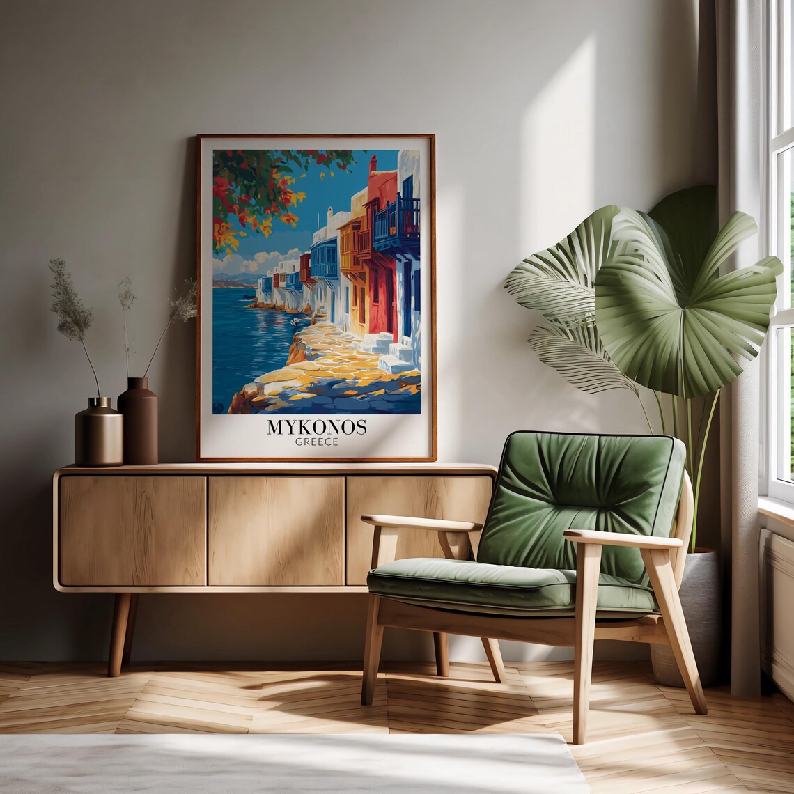 Mykonos Greece Colorful Little Venice Waterfront Travel Poster - Image 2