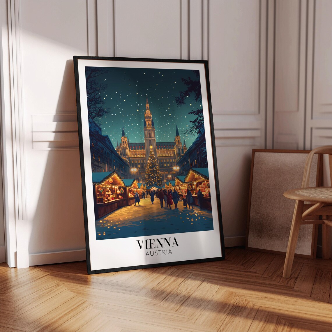 Vienna Christmas Market Print, Holiday Wall Art - Image 3