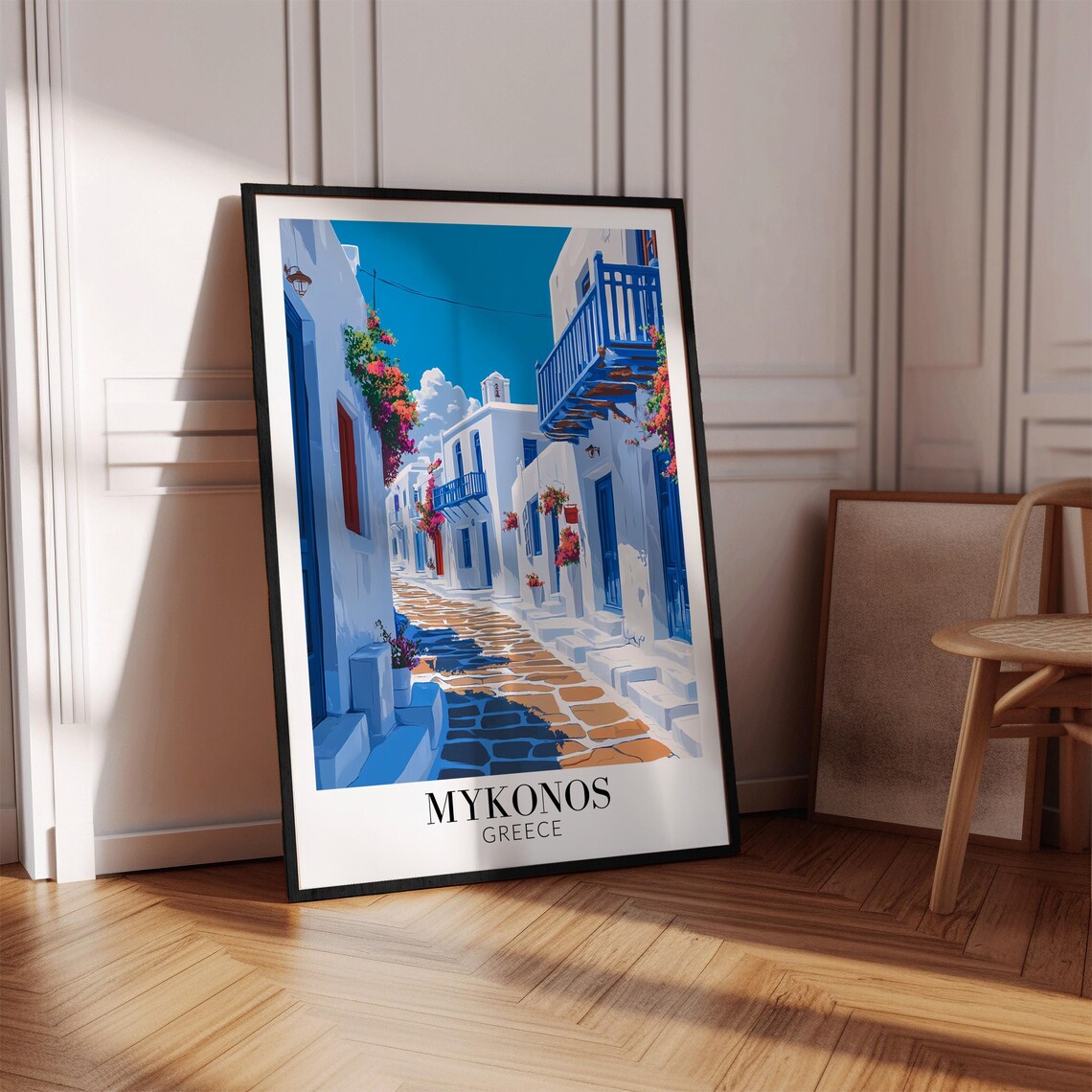 Mykonos Greece Whitewashed Alley with Bougainvillea Travel Poster - Image 4