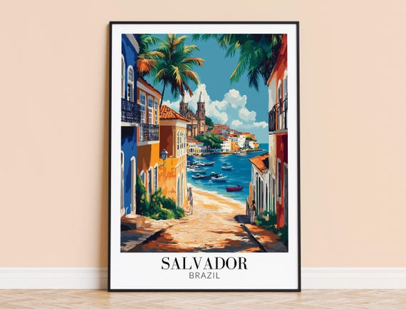 Salvador Print Brazil Wall Art Poster Home Decor Wedding Housewarming Gift Framed Or Unframed Personalised