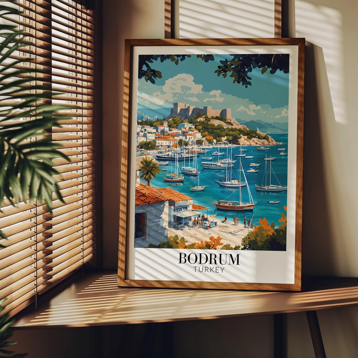 Bodrum Turkey Marina Harbor and Castle Hill Coastal Travel Poster - Image 3