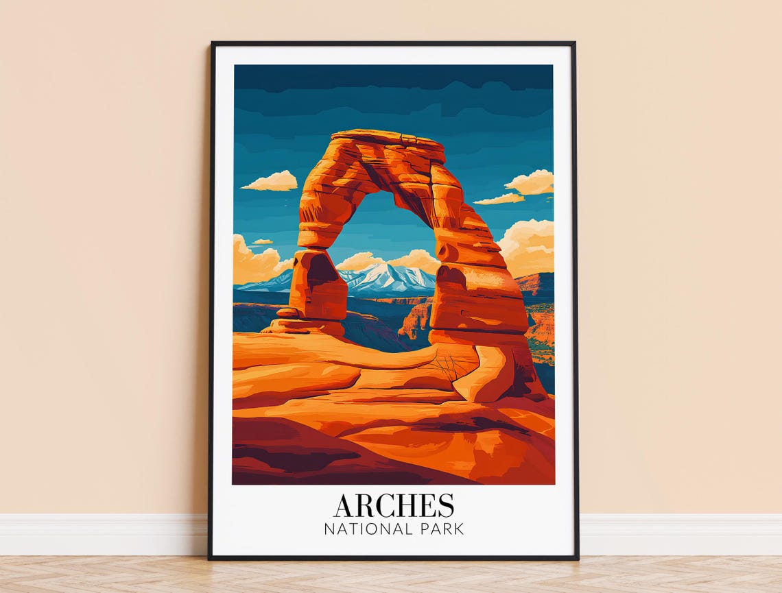 Arches National Park Delicate Arch Red Rock Sunset Travel Poster