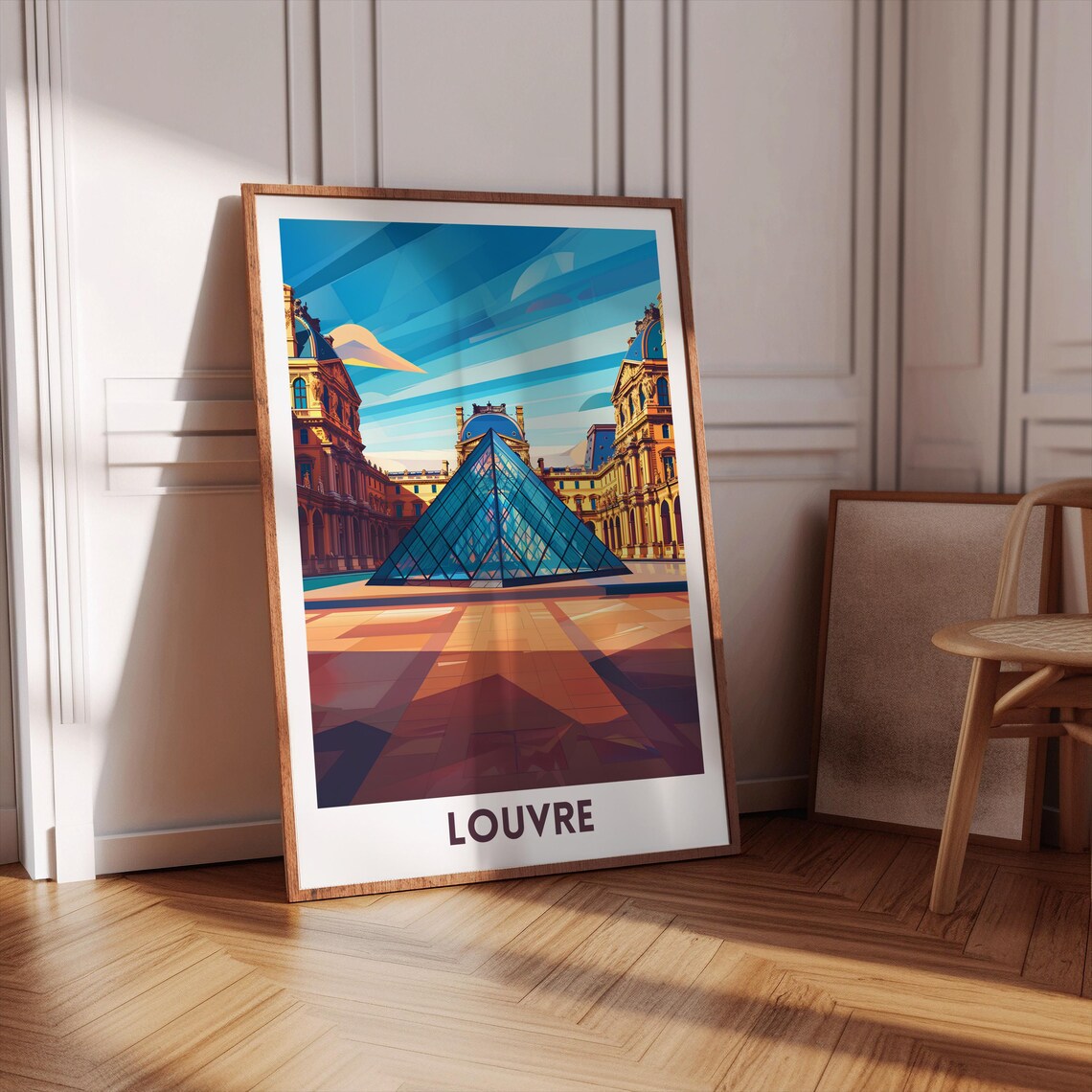Louvre Museum Geometric Glass Pyramid Paris France Travel Poster - Image 3