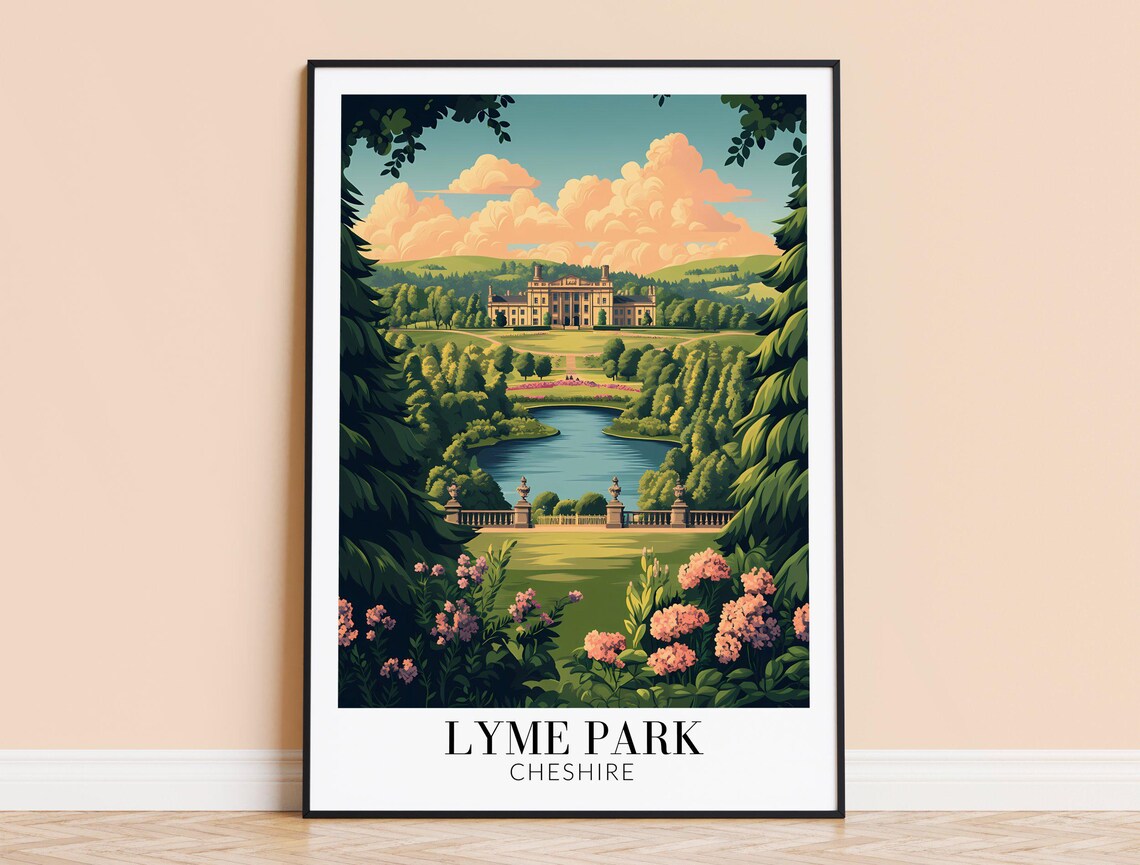 Lyme Park Cheshire Grand Estate Gardens And Lake Travel Poster