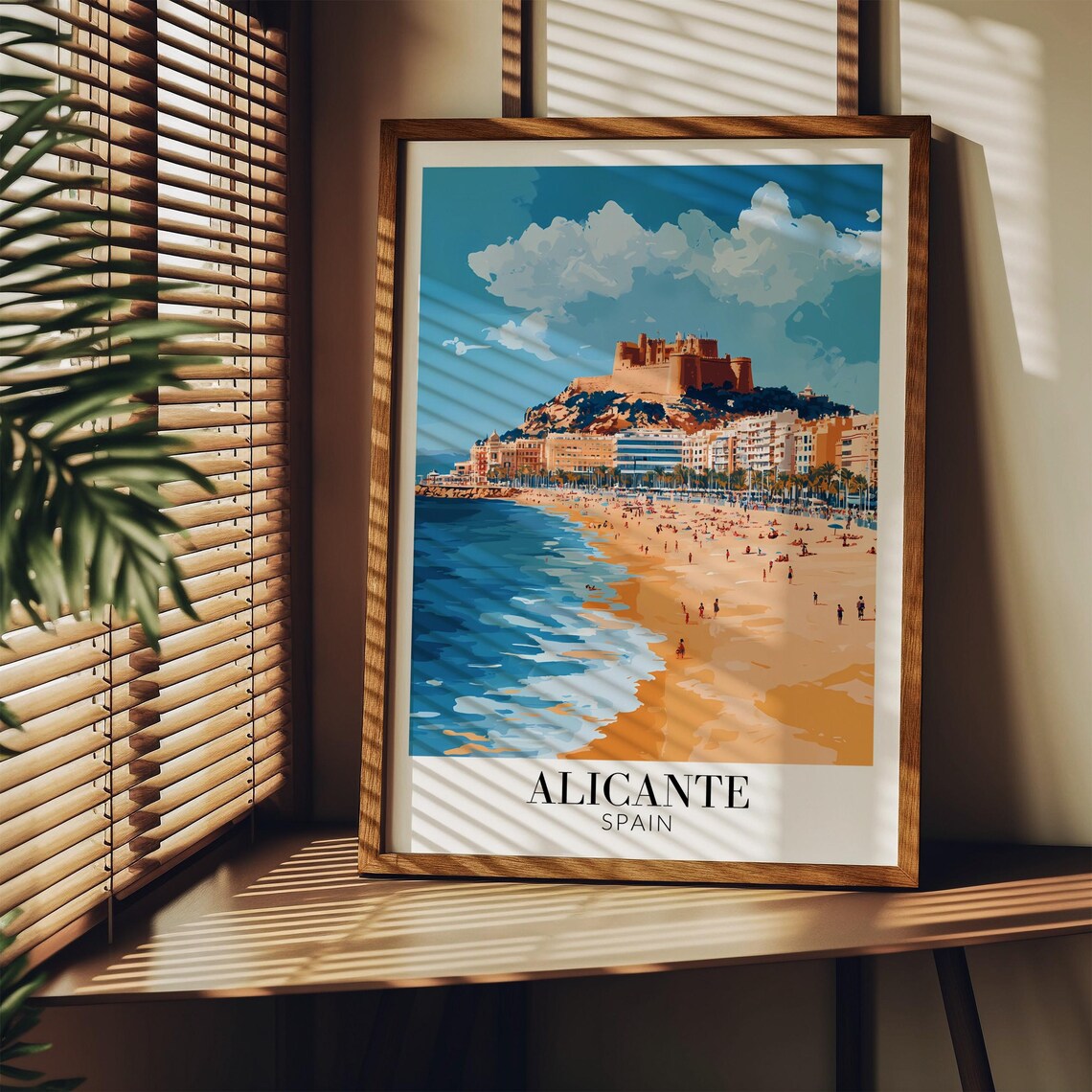 Alicante Spain Beach Santa Barbara Castle Coast Travel Poster - Image 2