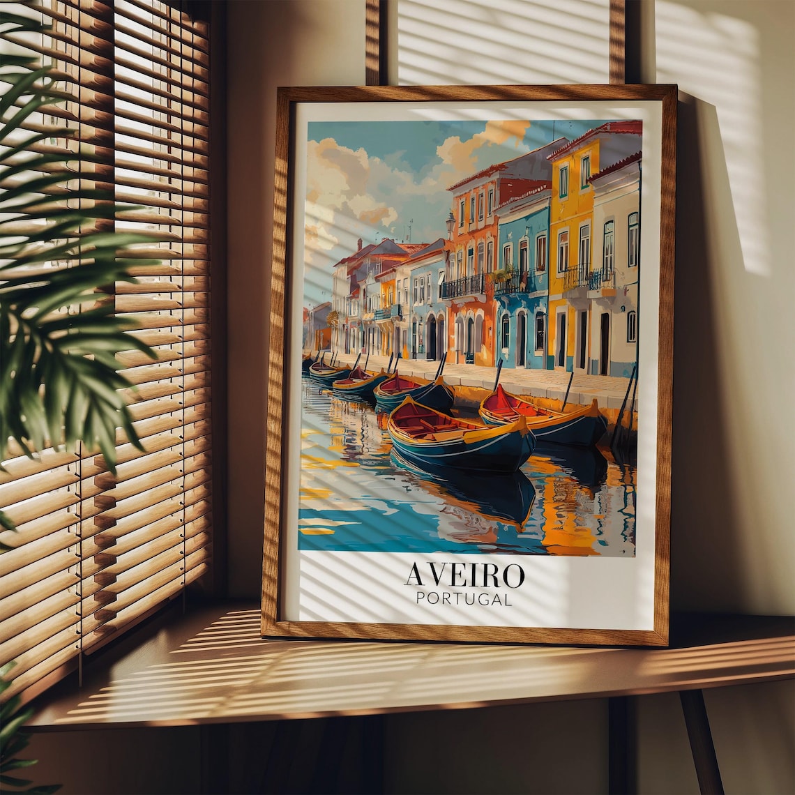 Aveiro Portugal Traditional Moliceiro Boats Canal Houses Poster - Image 3