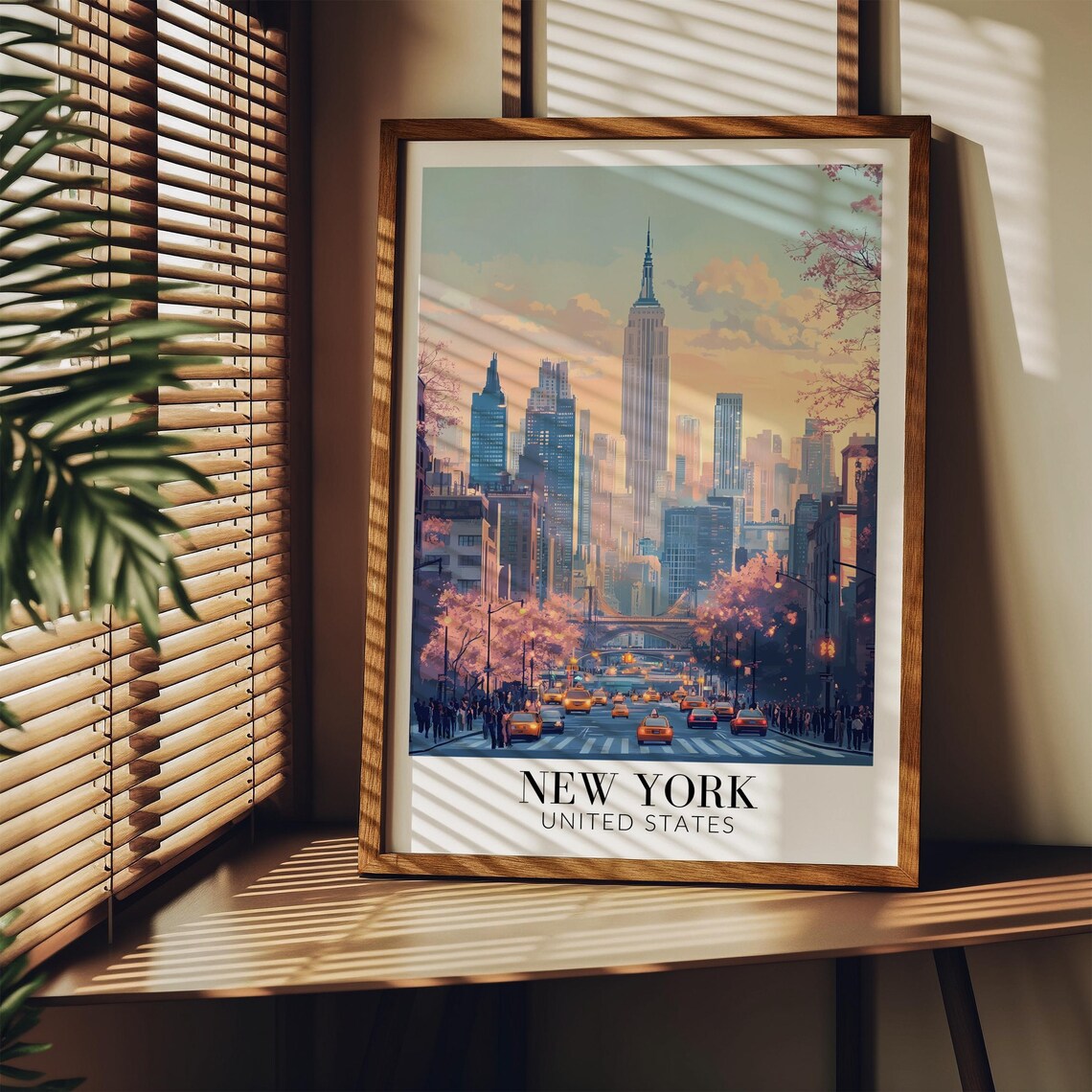New York City Empire State Building Spring Blossom Travel Poster - Image 3