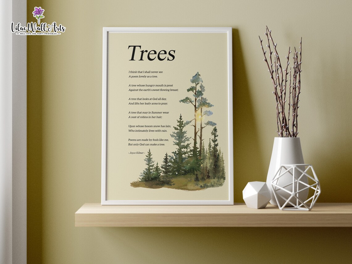 Joyce Kilmer Trees Poem Art Print, Nature Poem - Image 5