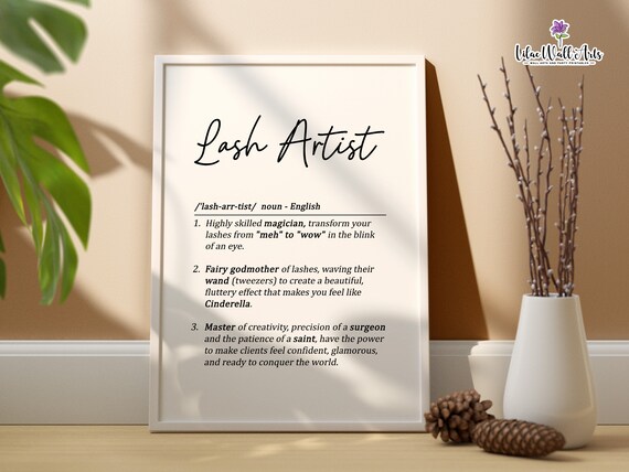 Lash Artist Definition Funny Lash Tech Salon Dictionary Wall Print