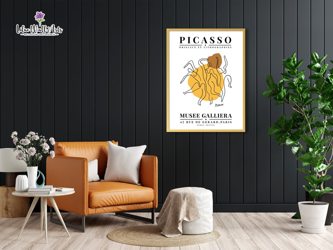 Picasso Dancers Line Art Mustard Museum Exhibition Art Poster - Image 4