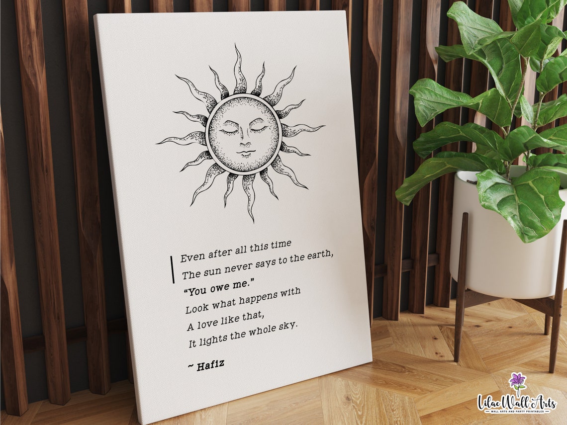 The Sun Never Says Hafiz Quote Literature Poster Poem Print Teacher Gifts Rumi Quote Wall Art Literary Poster Rumi Print Minimalist - Image 6