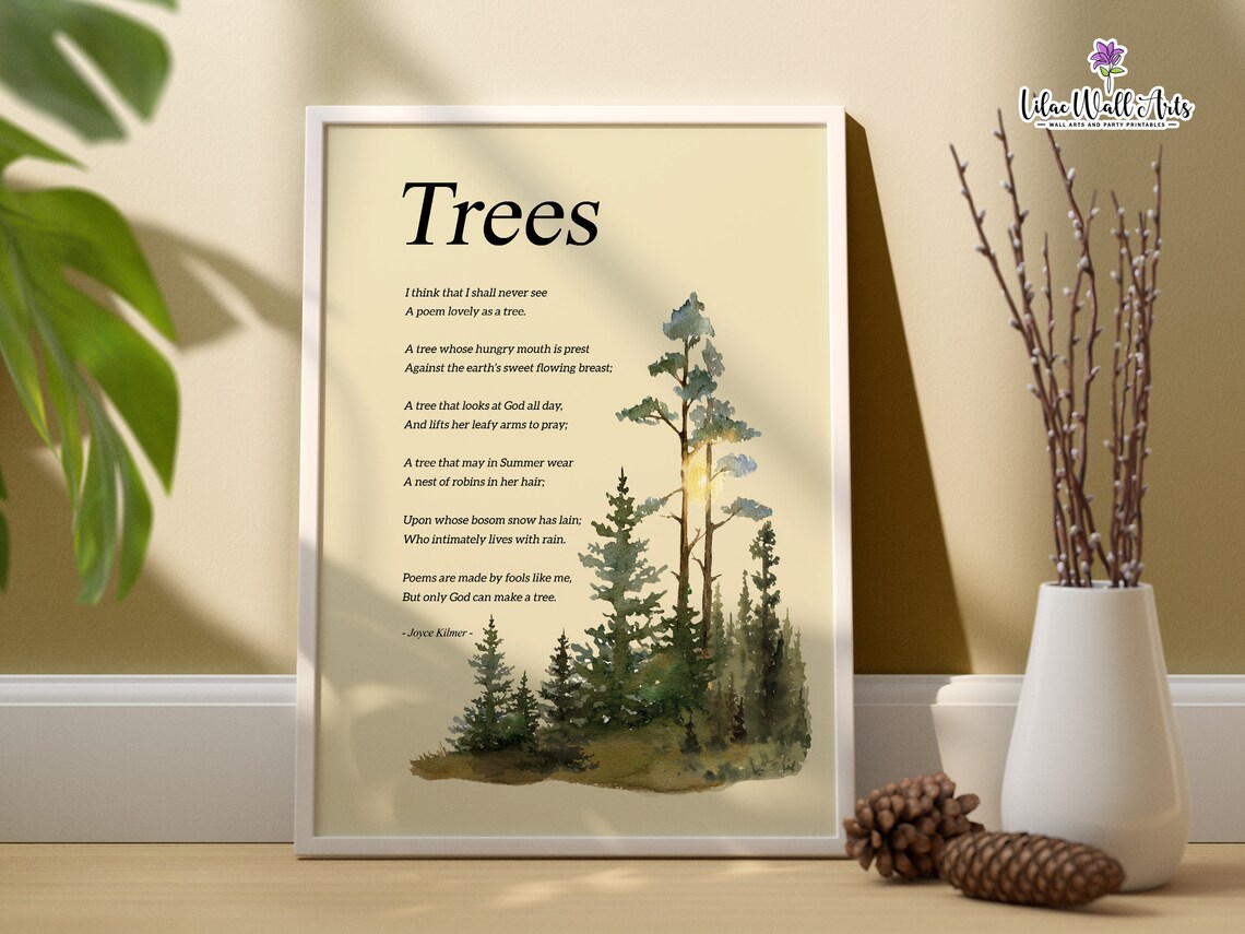 Joyce Kilmer Trees Poem Art Print, Nature Poem - Image 6