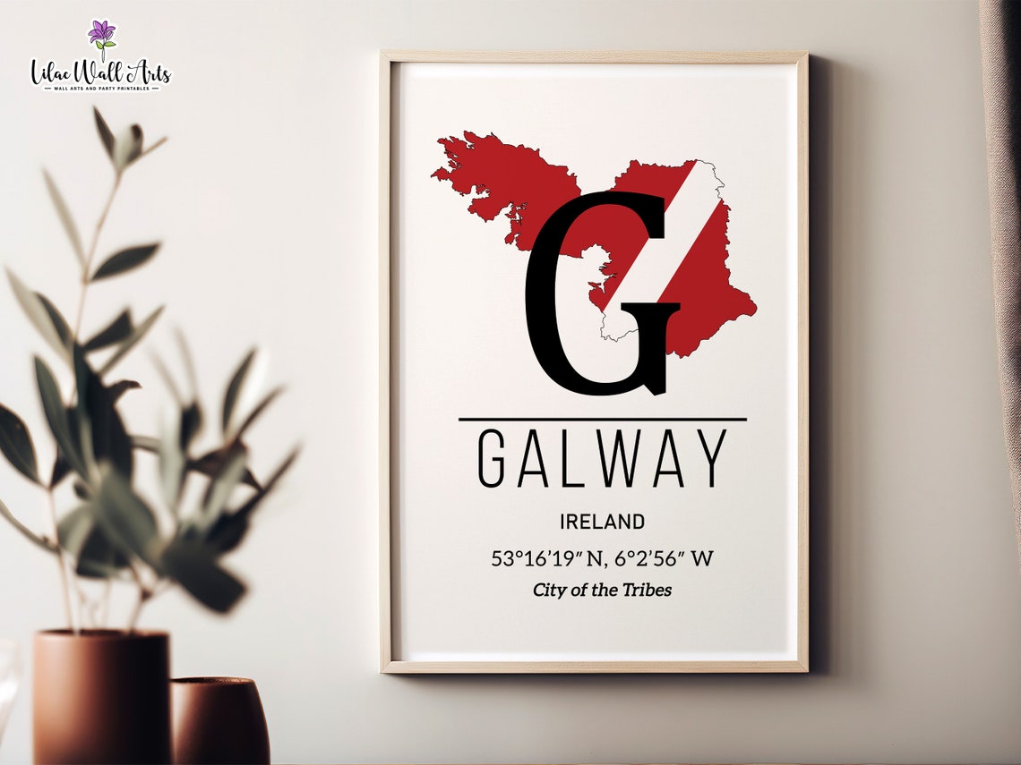 Galway City Map Of Galway Print Galway Art Print Galway Travel Galway Gifts Galway Ireland Galway Wall Art County Galway Poster