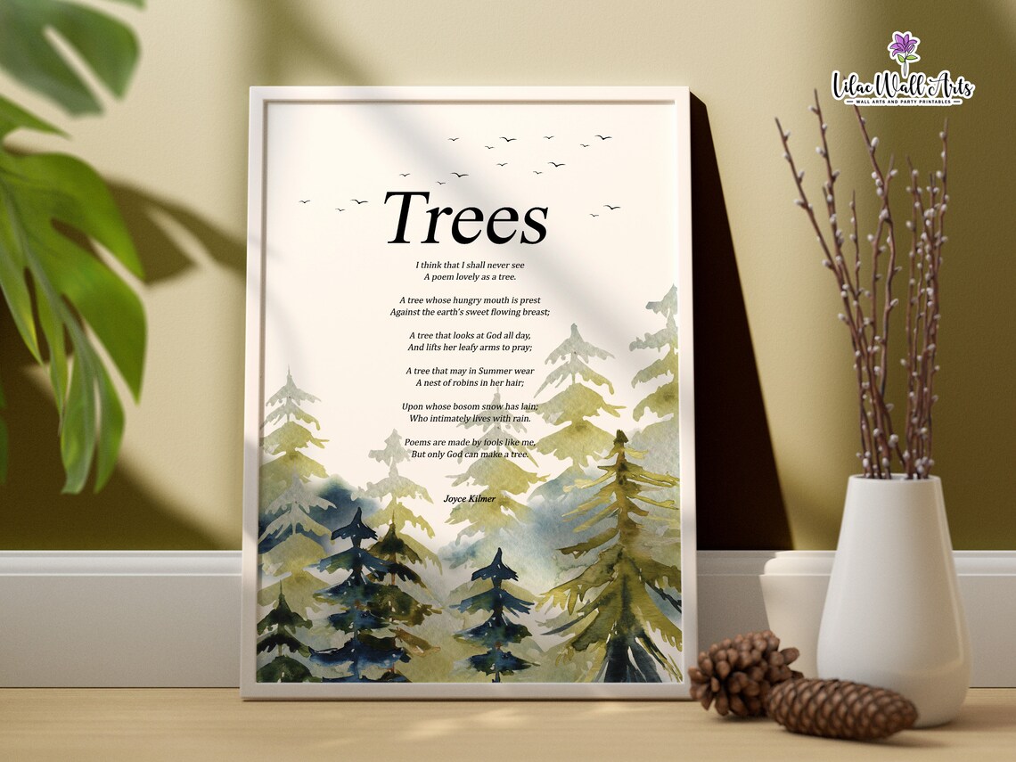 Joyce Kilmer Trees Poem, Nature Quote Art Print