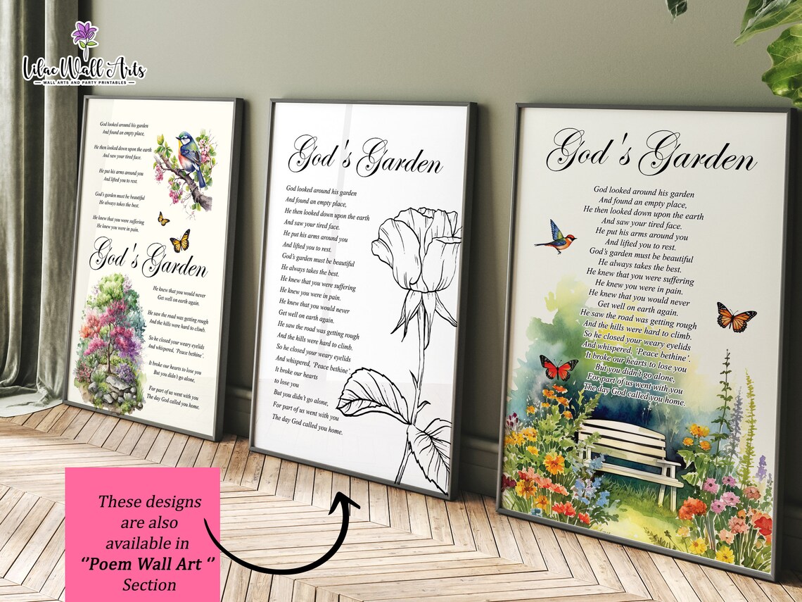 Gods Garden Memorial Poem, Religious Art Print - Image 4
