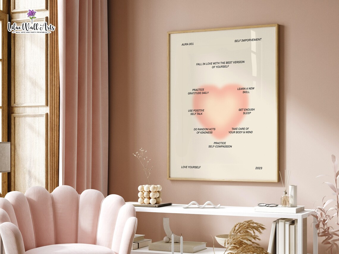 Self Improvement Pink Heart Aura Positive Mindset Self Love Poster - Image 4
