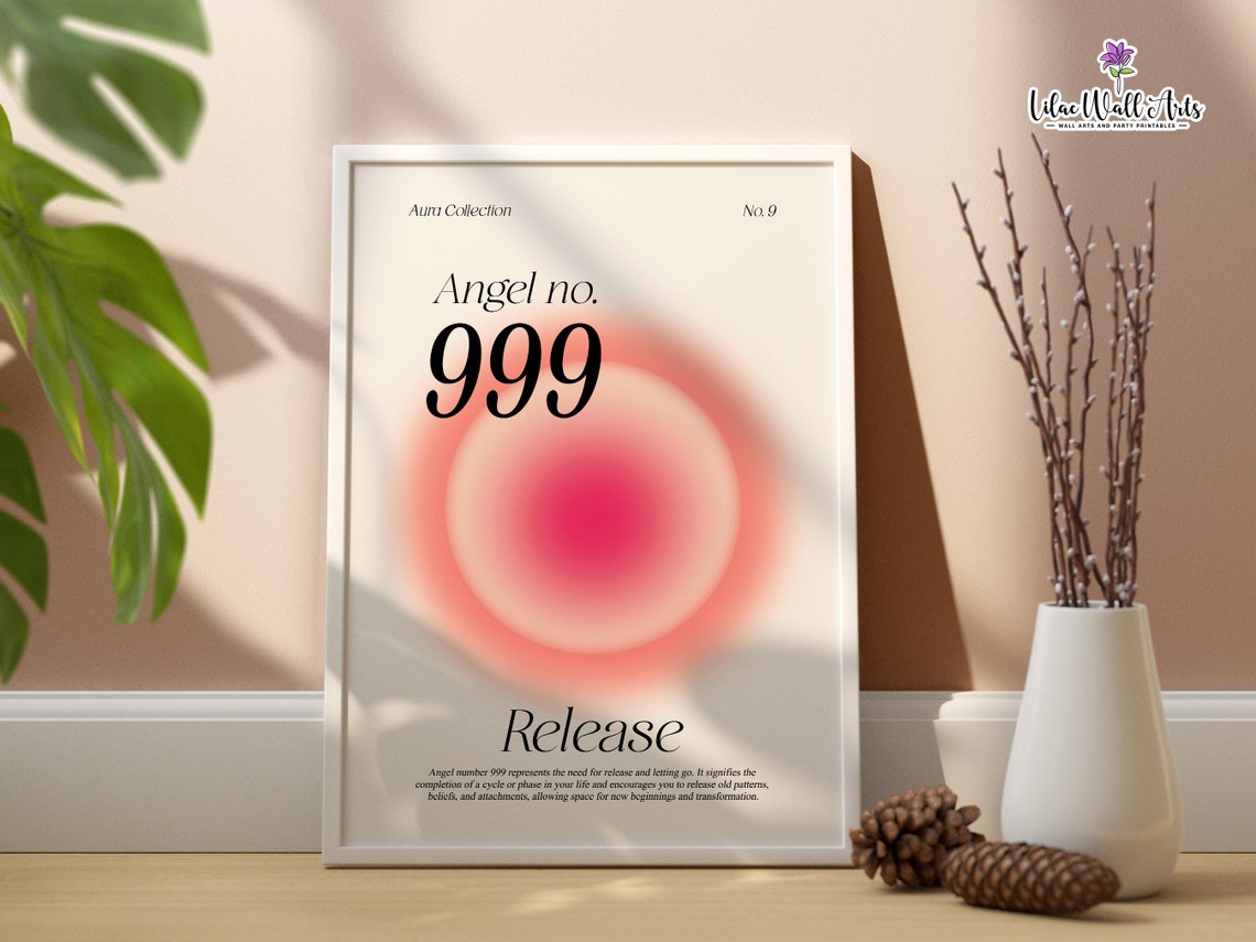 999 Angel Number Aura Poster 999 Poster 999 Decal 999 Merch 1234 Angel Numbers Numerology Art Aura Energy Print High Vibration Art - Image 4