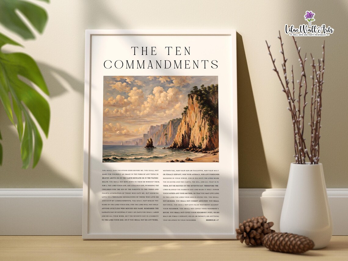 The Ten Commandments Christian Art Print, Boho Vintage - Image 3