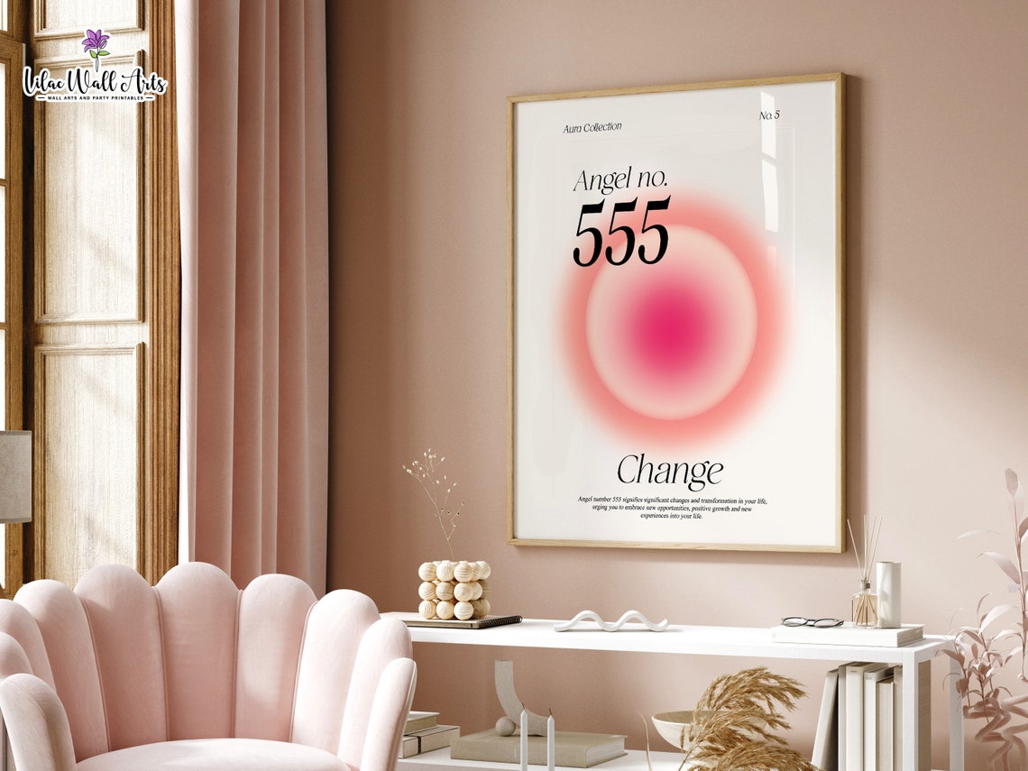 555 Angel Number 555 Manifest 1234 Angel Number Poster An Angel Number Print Aura Print Custom Angel Numbers 111 222 333 444 Angelic - Image 3