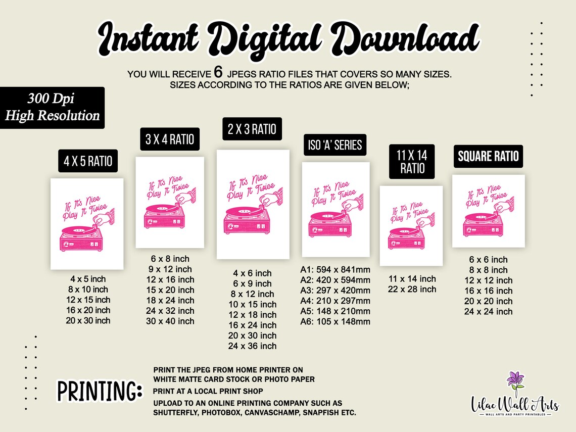 If Its Nice Play It Twice Pink Vinyl Record Room Decor Poster - Image 2