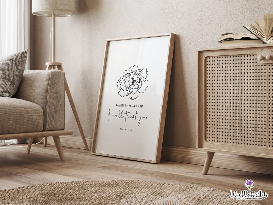 Psalm 56 Print Botanical Scripture Wall Art Floral Scripture Sign Boho Christian Art Bible Poster Christian Psalms Wall Art - Image 3