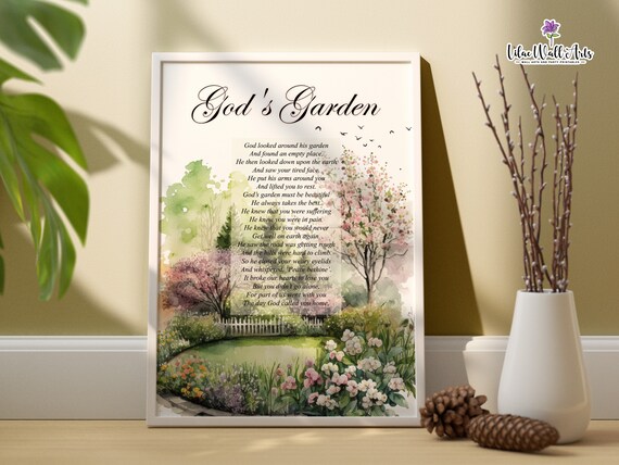 Gods Garden Memorial Poem, Religious Art Print